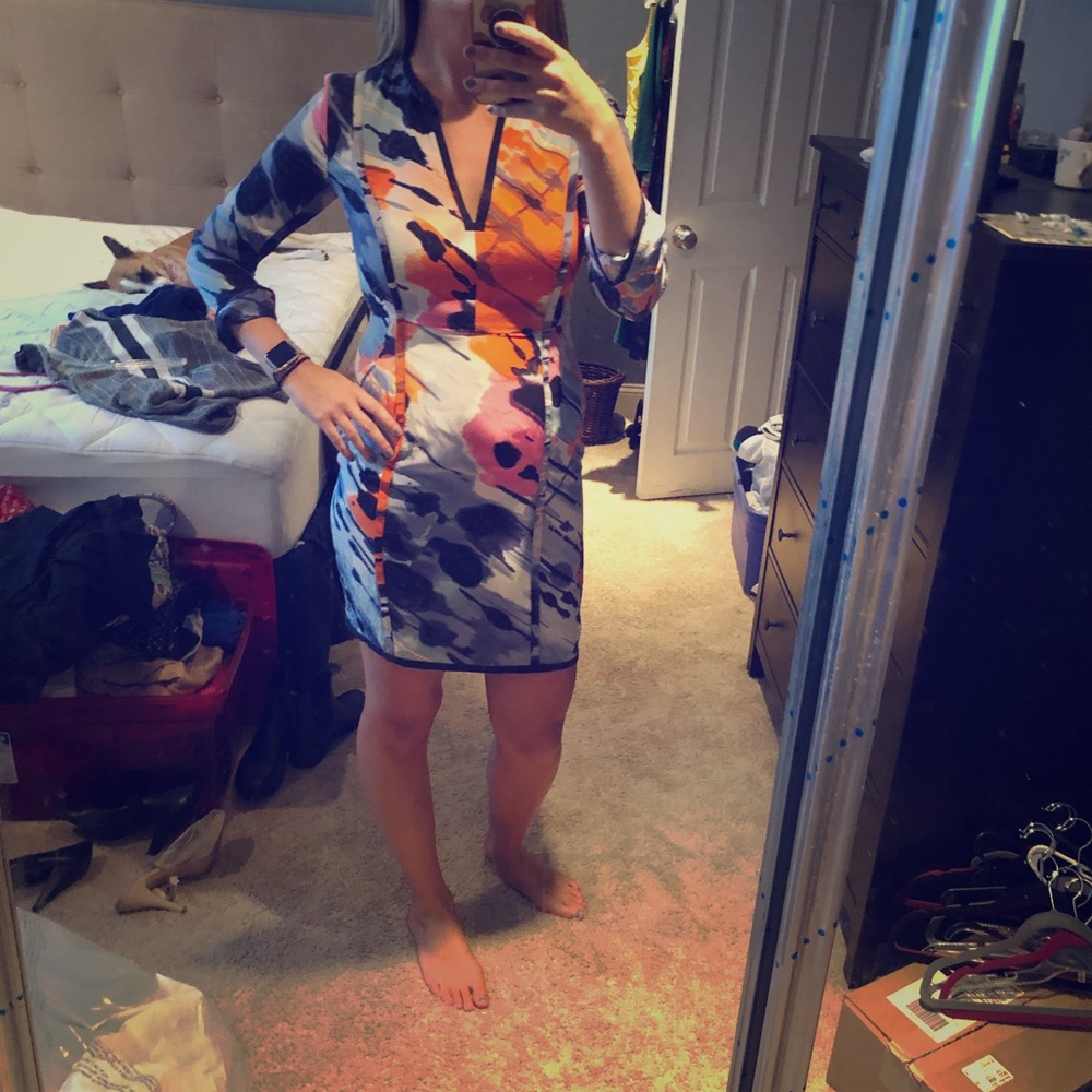 BCBG multi color dress size 6